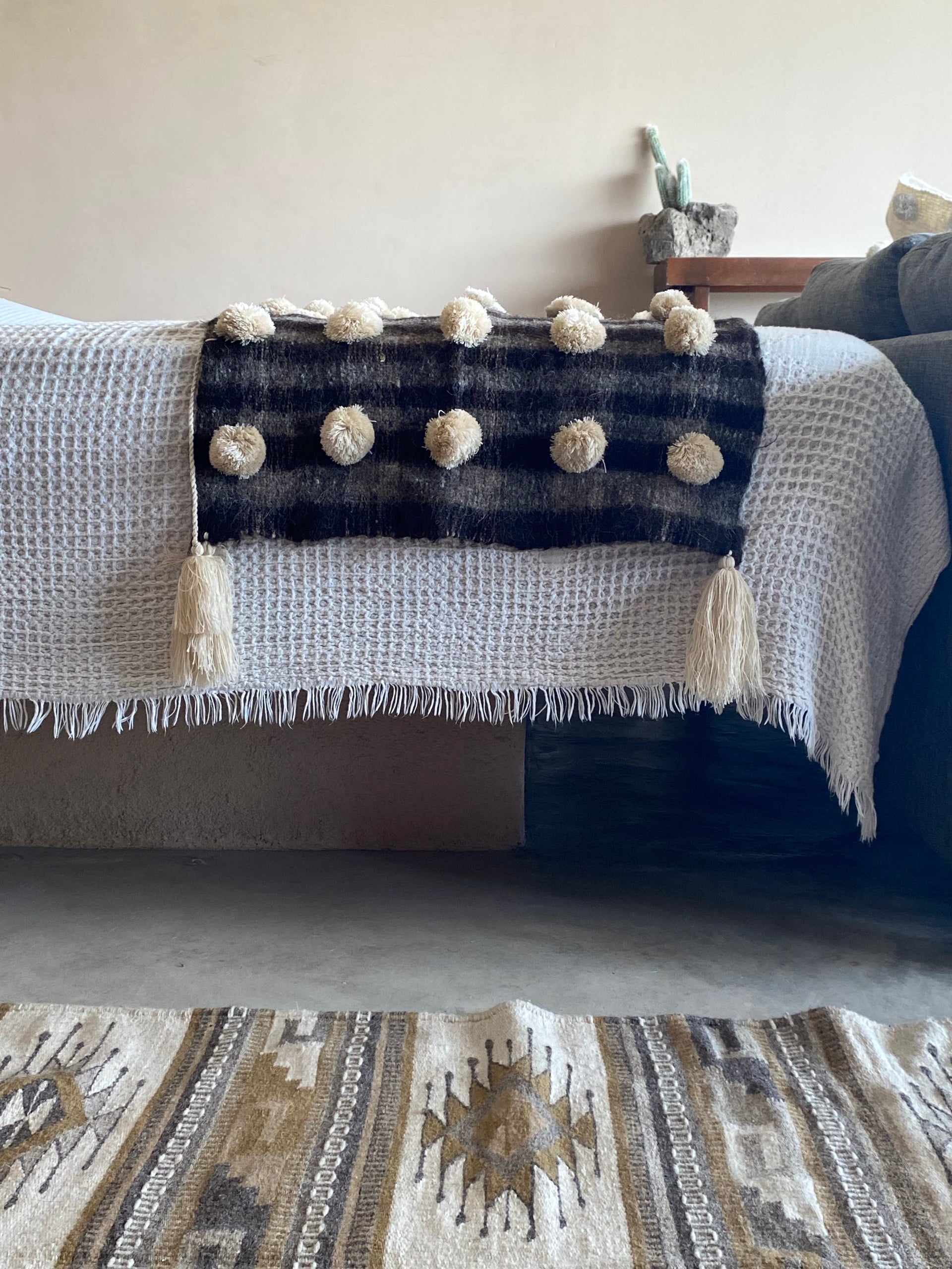 Pompom Wool Wrap Poncho Blankets • Chiapas